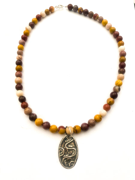 Gugaa - Goanna, sterling silver and Mookaite necklace