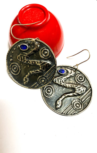 Durrumang  Yarrudhangidyal "Snake Dreaming" Sterling Silver Opal Doublet Earrings