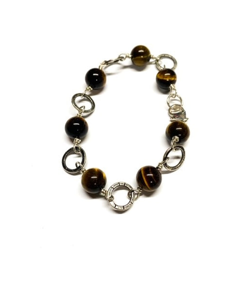 Tigers Eye & Sterling Silver Bracelet