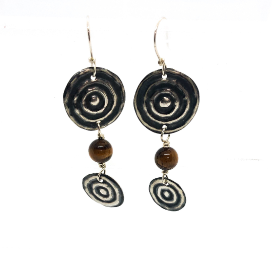 Bula Ngulburnan, yuriyawi “Two Waterholes” Tigers Eye Sterling Silver Earrings