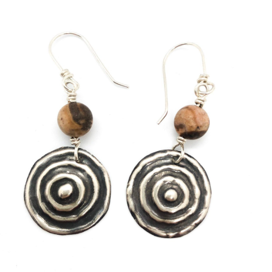 Ngulburnan, yuriyawi “Waterhole” Earrings Jasper Sterling Silver Earrings