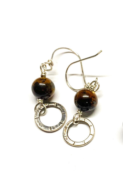Tigers Eye Sterling Silver Earrings