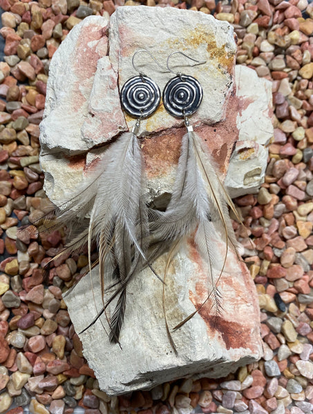 Ngulburnan, yuriyawi “Waterhole” Dirrawang Emu Feather Earrings