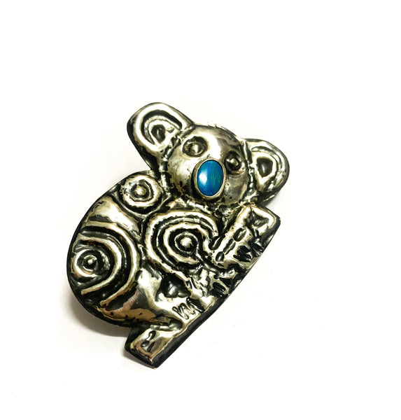 Barrandhang-Koala Aboriginal Artist Opal Doublet Pendant Sterling Silver