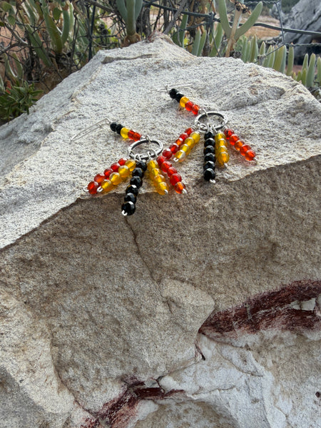 Flag colours, Black Yellow Red Agate Earrings