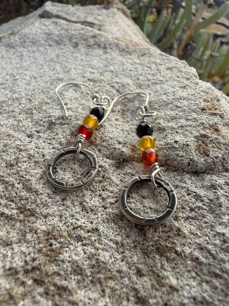 Black yellow red Agate earrings