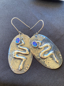 Gadi - Snake Sterling Silver Opal Doublet Earrings