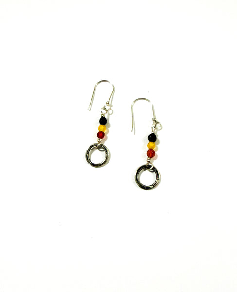 Black yellow red Agate earrings