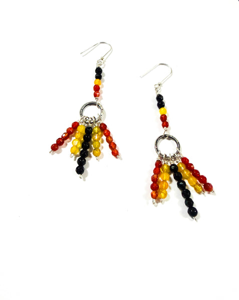 Flag colours, Black Yellow Red Agate Earrings
