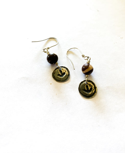 ”Emu" Dinawan Sterling Silver Black Agate Earrings