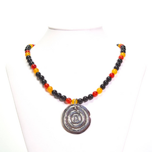 Nguluman "Large Waterhole" Aboriginal Flag Colours Necklace