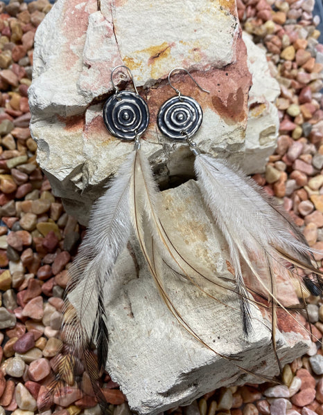 Ngulburnan, yuriyawi “Waterhole” Dirrawang Emu Feather Earrings